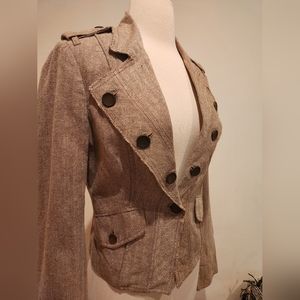 Patricia Pepe Distressed Herringbone Blazer, Size S